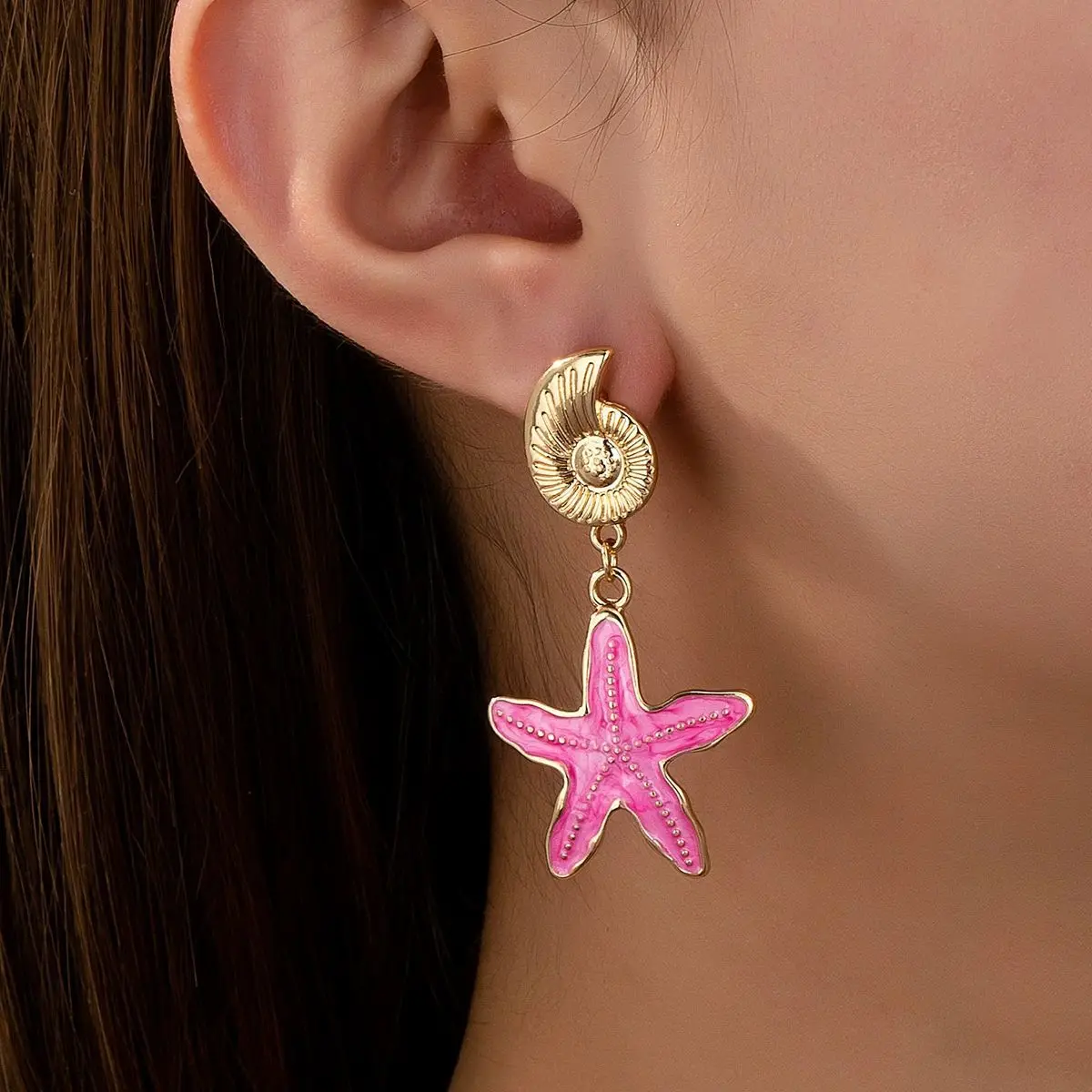 Conch Earrings for Women Fashion Children's Fun Ocean Series Metallic Color Starfish Beach Holiday Style Banquet Gift 2 Conch Earrings for Women Fashion Children's Fun Ocean Series Metallic Color Starfish Beach Holiday Style Banquet Gift - Image 2