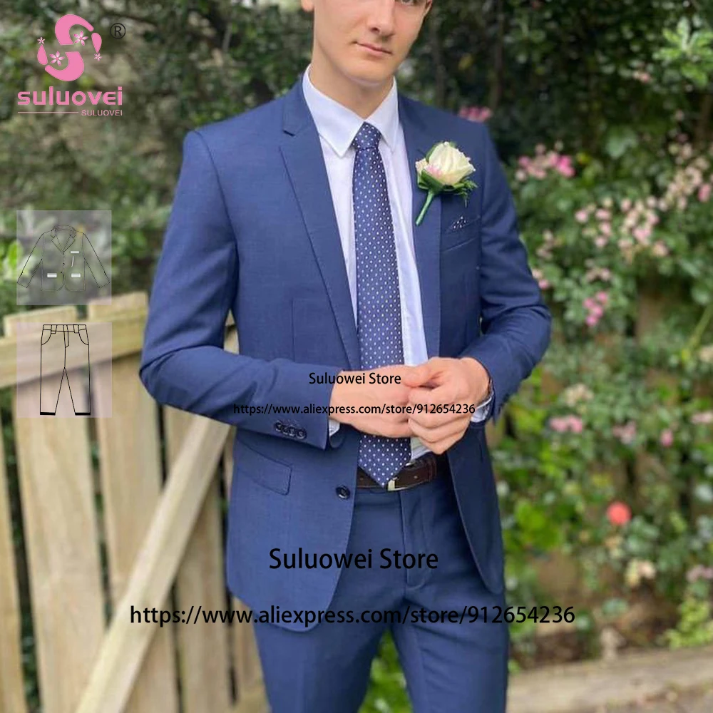 (Customized Size Color) Classic Slim Fit Suits For Men 2 Piece Pants Set Grooms Wedding Dinner Tuxedos Terno Masculinos Completo
