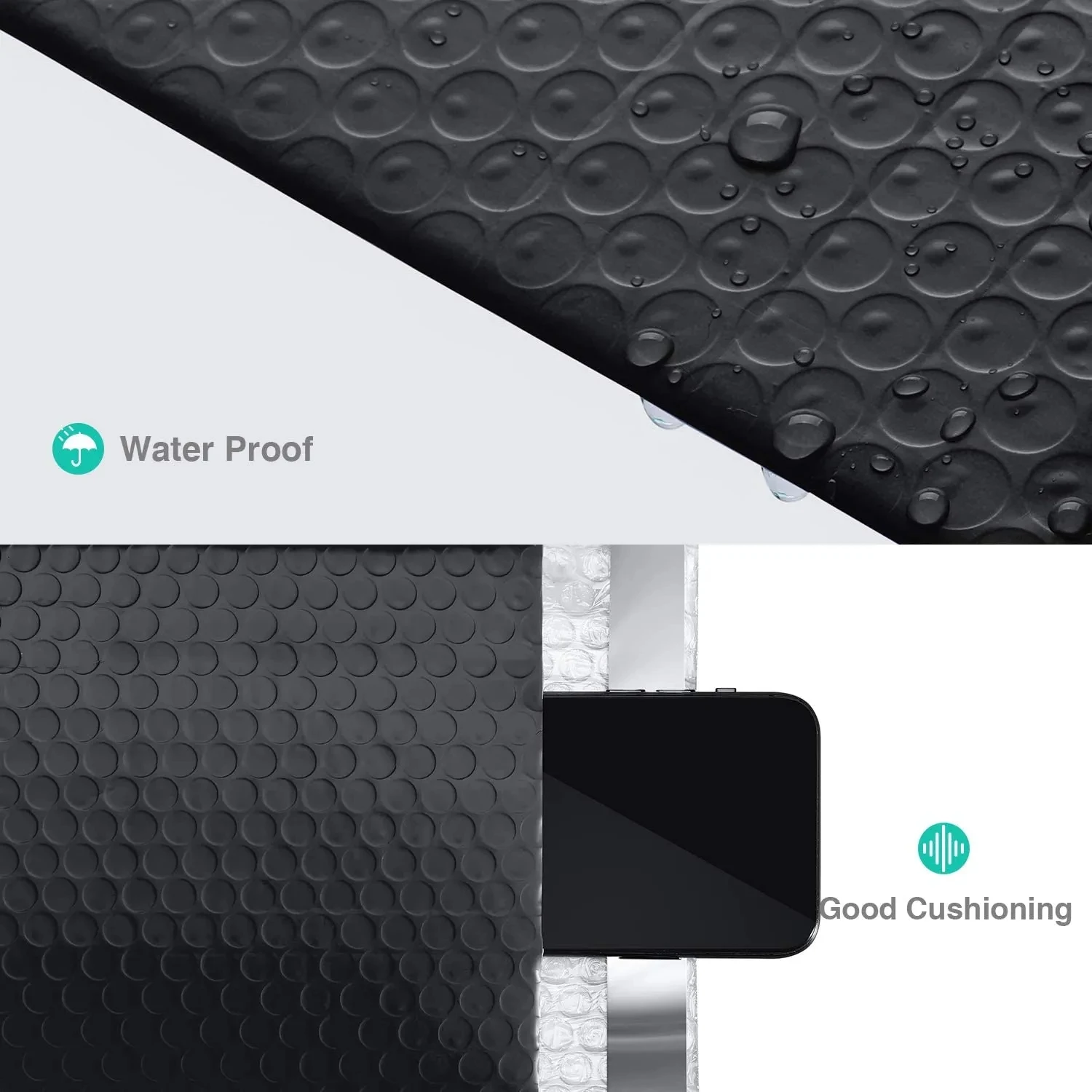 50pcs 블랙 버블 메일러 버블 패딩 메일 링 봉투 메일러 폴리 포장 셀프 인감 배송 가방 버블 패딩 그린