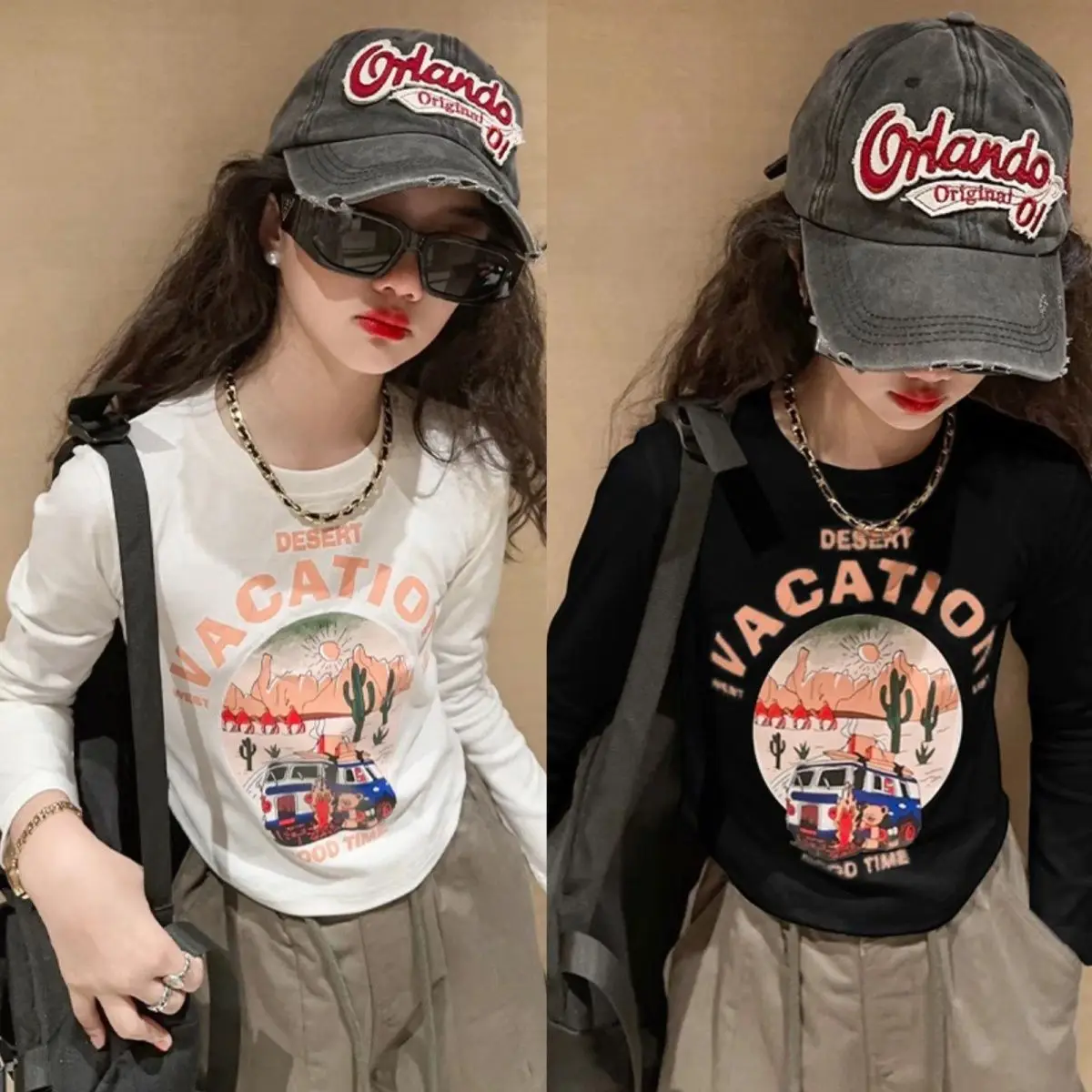 

Весенне-осенняя Модная белая черная хлопковая футболка для маленьких девочек с длинным рукавом Детская универсальная Футболка с принтом и коротким низом для девочек