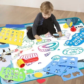 100x80 CM Magia Acqua Disegno Zerbino Colorazione Doodle con Penne Magiche Riutilizzabili Montessori Bordo di Pittura Giocattoli Educativi Regali Per Bambini