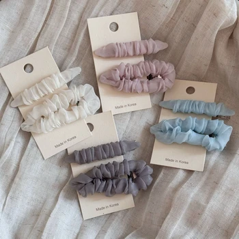 Set di fermagli per capelli eleganti alla francese, in organza a rete, fermagli irregolari, fermagli semplici per frangia, accessori per capelli alla moda per donna