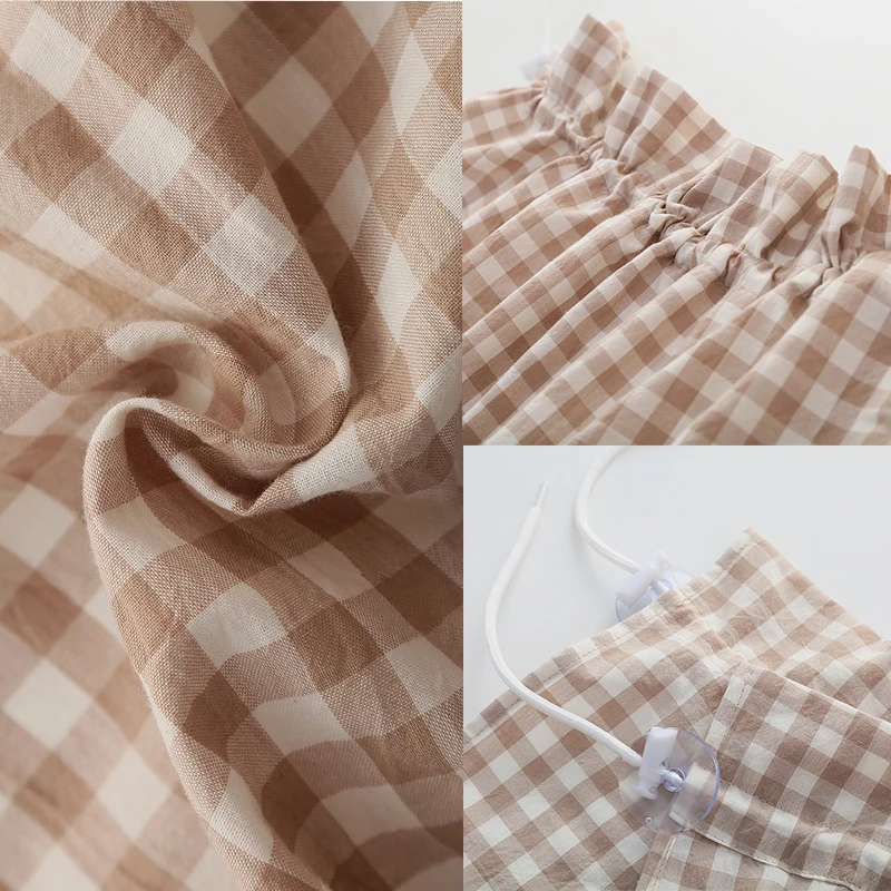 INS Kawaii Baby Car Curtain Embroidered Plaid Bear Children Sun Protection Sunshade Window Curtain UV Protection For Kid