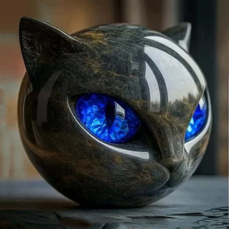 Sculpture De Chat Noir En Pierre – Statue En Résine Fabriquée