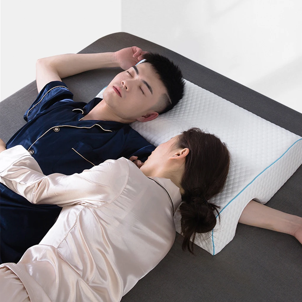 White Sleep Pillow For Neck Pain Relief With Breathable Memory Foams Couples Neck Pain Relief Pillow Right arm model