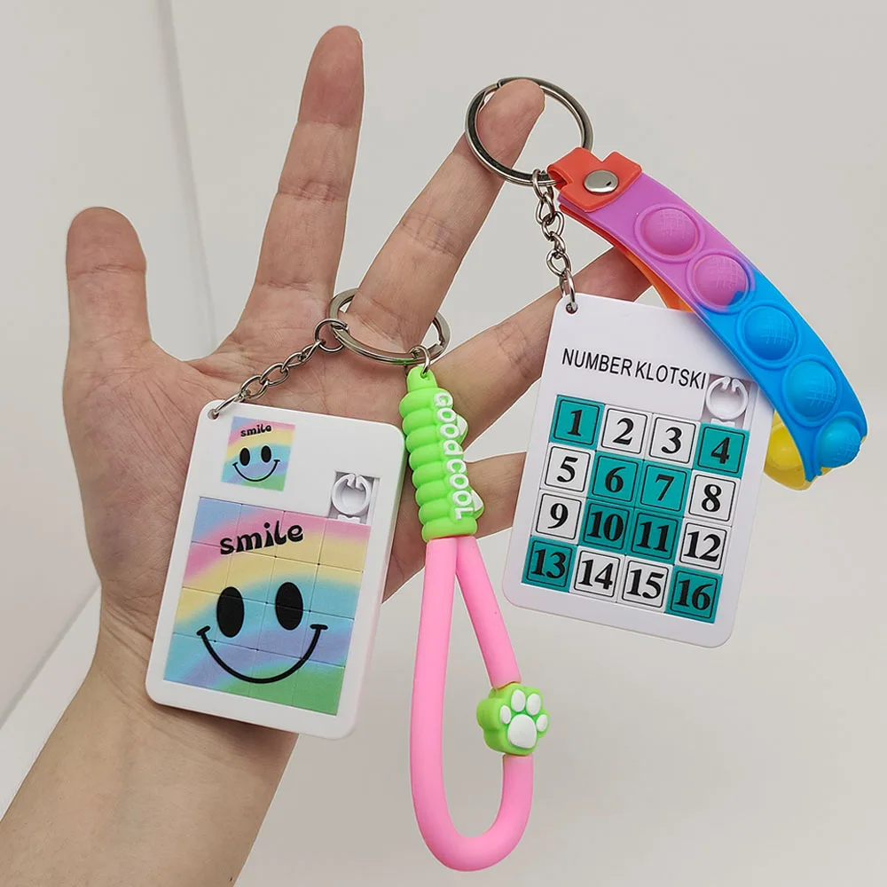 Number Klotski Pop Fidget Puzzle Keychain: Stress-Relieving Toy for Teens and Adults