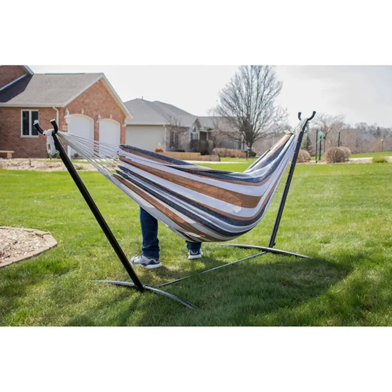 Luxurious Saharan Nights Patterned Double Hammock Combo with Stand, Ed Camping Hanging Bed for 2, and Carry Bag – Providing Se 6