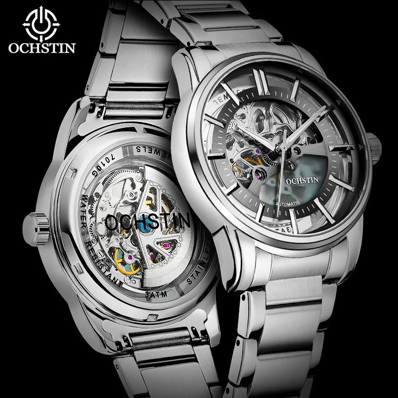 OCHSTIN Master Series New 2024 Personalized Simple Skeleton Mechanical Movement Waterproof Watch Men's Mechanical Watches