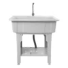 Utility Sink Laundry Tub for Laundry Room, Freestanding Plastic Laundry Sink w/Washboard, Portable Wash Bowl Basin w/Cold&Hot 2