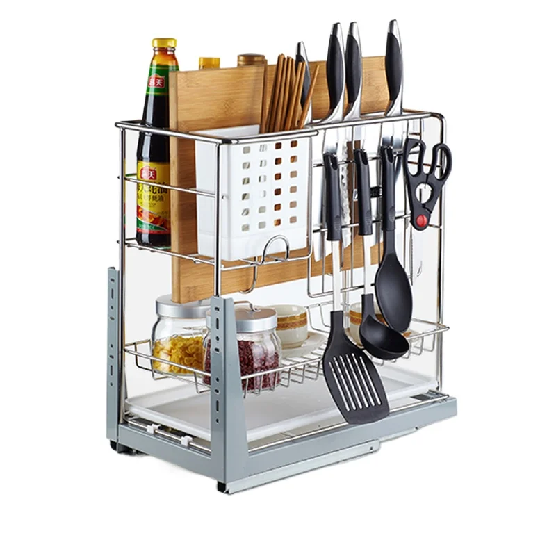 Seasoning basket kitchen 304 stainless steel seasoning basket drawer damping track rack