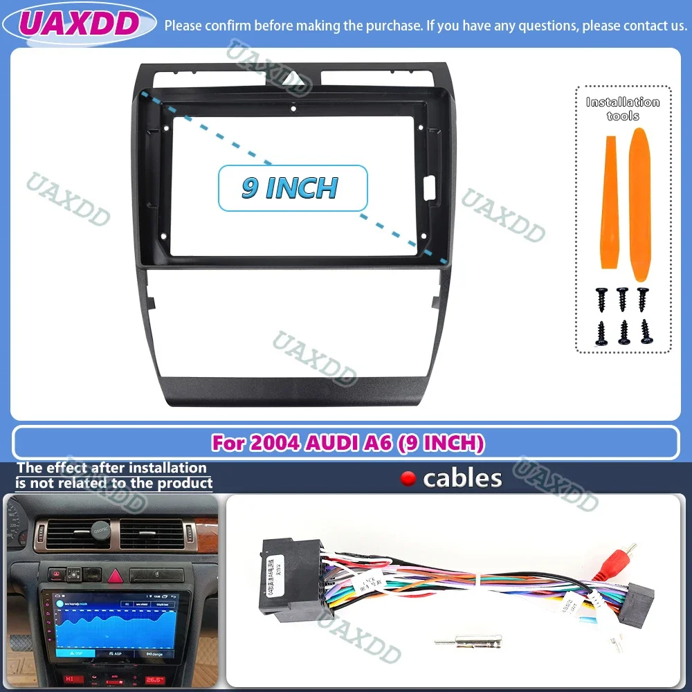 tomzz Audio 2403-013 Radio installatie frame Set geschikt voor Audi a4 b6 8e 8h zwart met radio-adapter iso, antenne-adapter fantoomvoeDing iso