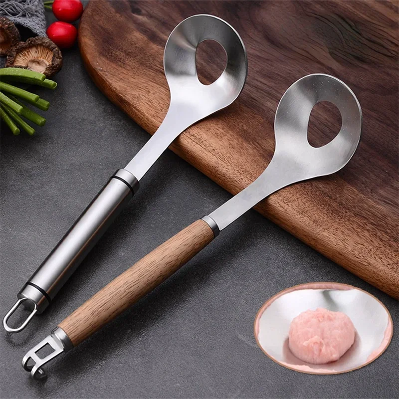 Meatball Spoon Household Fishball Maker Squeezing Meatball Spoon 304 Stainless Steel Fish Ball Making Tool