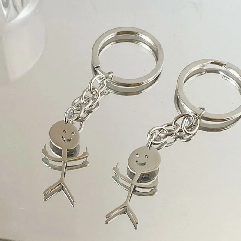 Stainless Steel Hip Hop Funny Doodle Pendant Keychain for Girls Car Key Chains Phone Chain Buckle Jewelry Accessories Gift