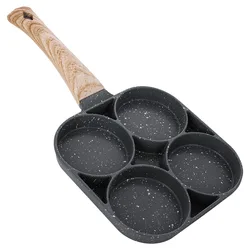 Non-Stick 4-Cup Breakfast Frying Pan with Divided Sections (4 Holes)
