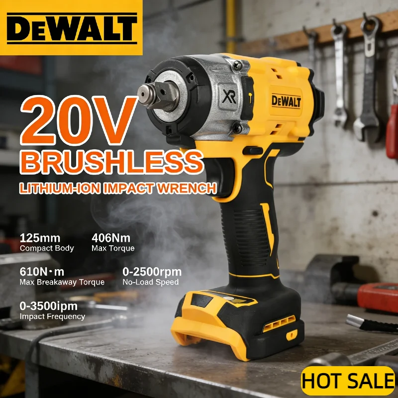 DEWALT 브러시리스 임팩트 렌치 406N.m 20V 토크 1/2인치 드라이브 0-2500rpm 자동차 볼트 조임 및 건축 고정용