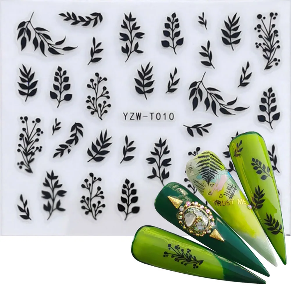 Nail Stickers For Manicure Nail Sticker Sliders For Nails Decal Self-adhesive Figures Transfer Black DIY Accessories Spring nail stickers,nail decals,nail art decoration
