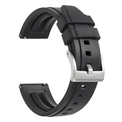 Waterproof Silicone Quick Release Watch Band - Premium Rubber Strap for Diving and Everyday Wear (Black 1)