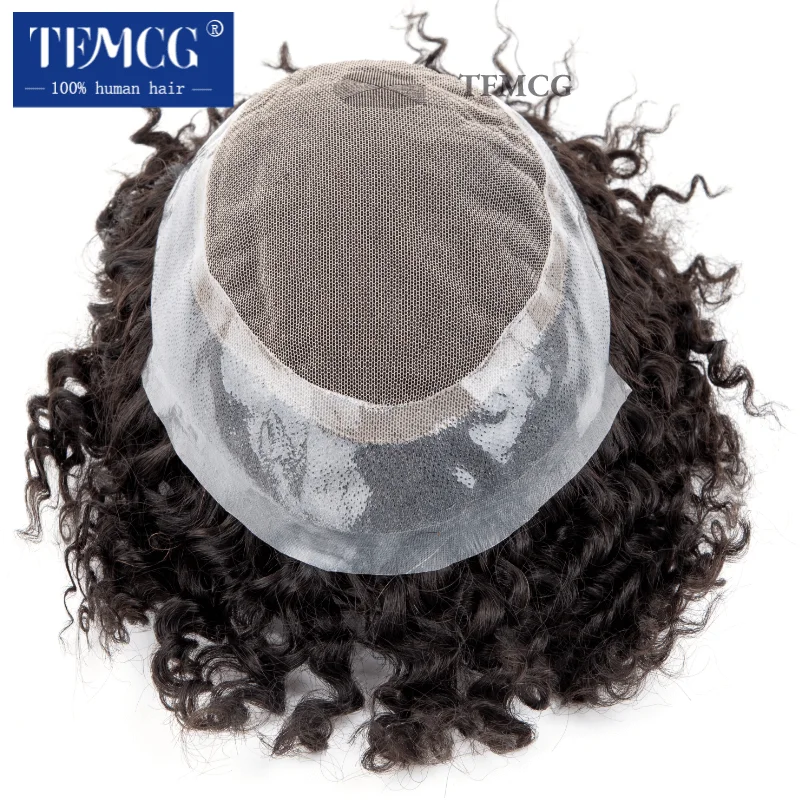 Australia Curly Hair Male Hair Prosthesis French Lace With Pu Base Men Wig 100% Human Hair Exhuast System Unit Wigs For Men 2