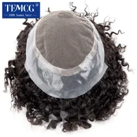 Australia Curly Hair Male Hair Prosthesis French Lace With Pu Base Men Wig 100% Human Hair Exhuast System Unit Wigs For Men 2