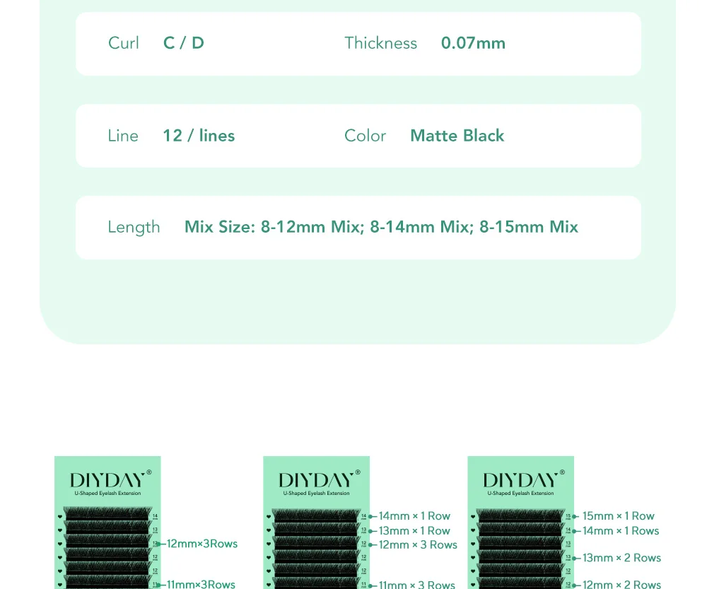 DIYDAY U-shaped 3D 4D 5D Eyelash Extension