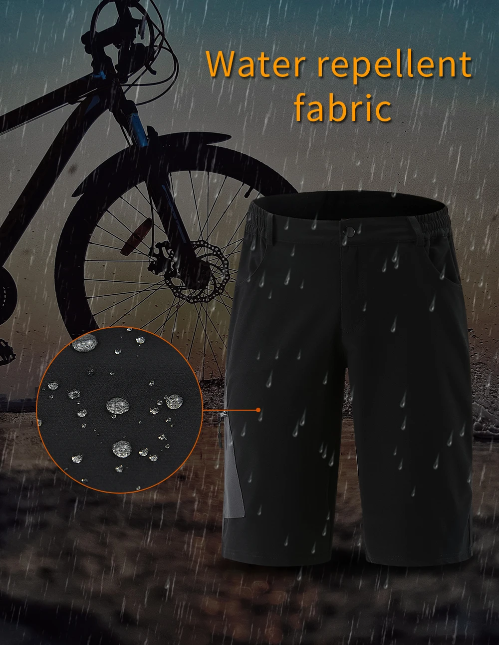 Description Picture 4 of itemWOSAWE Men's Cycling Shorts no inner pads Multi-pocket Quick Dry Half Pants Loose Fit Cycling Pants Zipped Summer Shorts