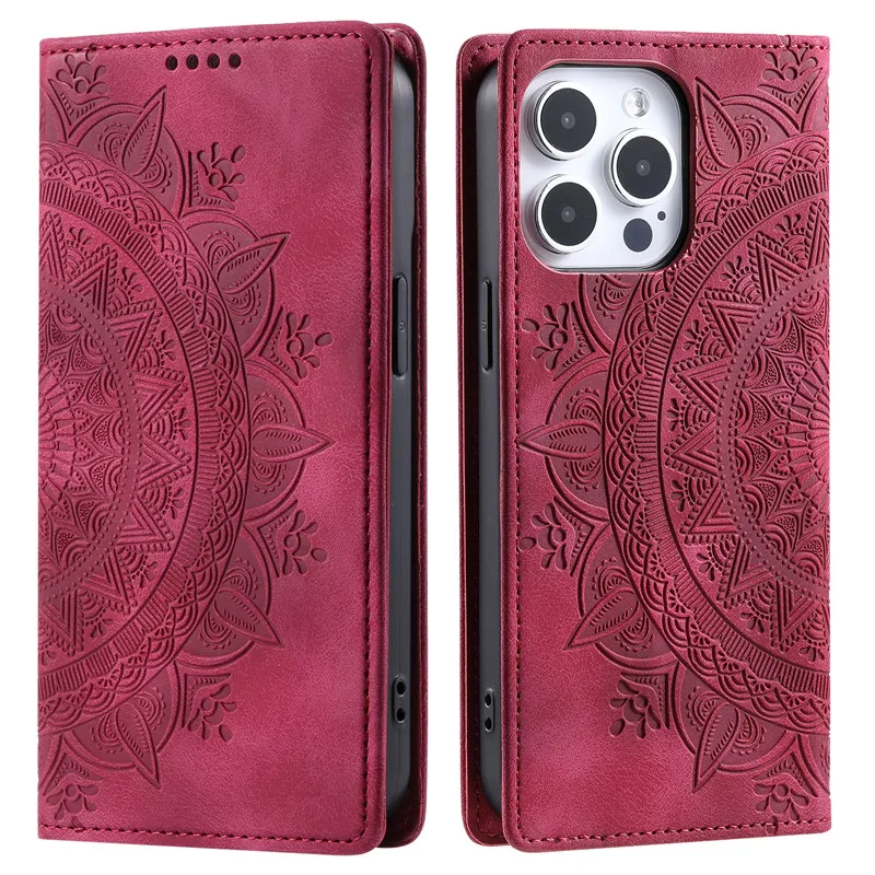 Luxury Leather Flip Cover Totems Wallet Phone Case