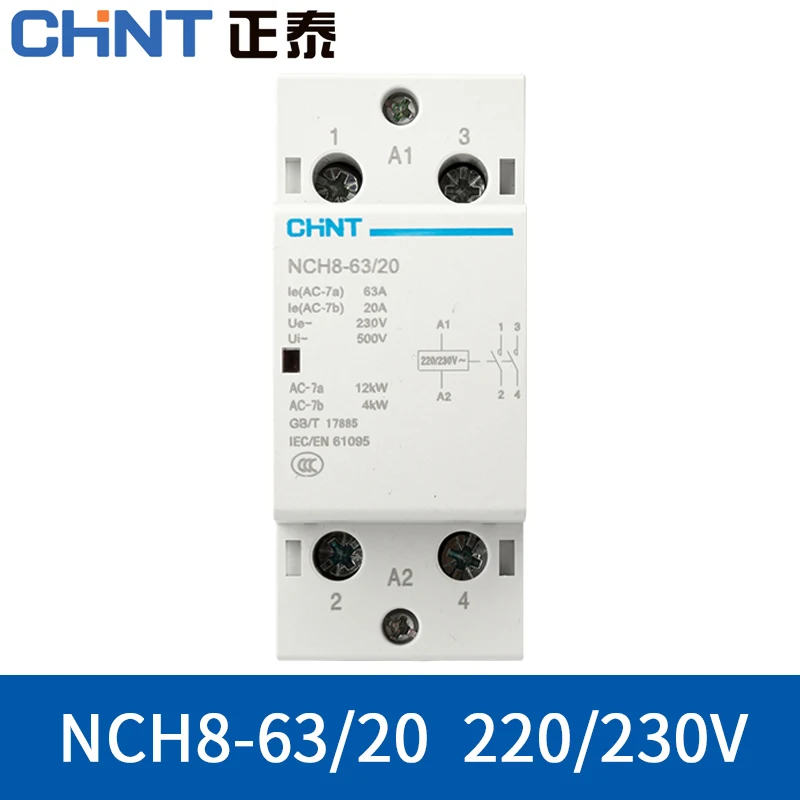 Chint Contator Casa ac Contator Doméstico Modular Mini ac Fase 230v Nch8 63a 2no 1nc 1no nc