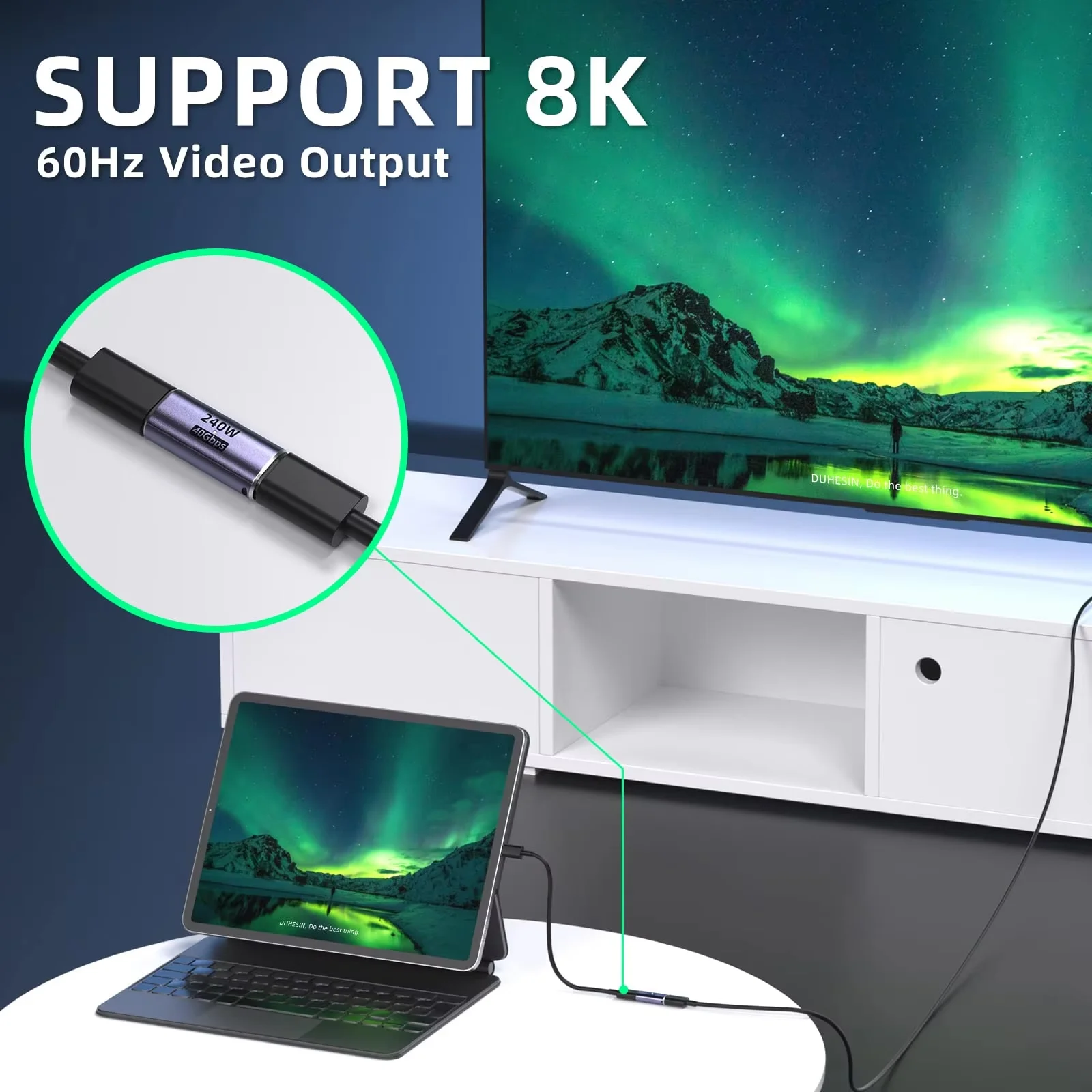 Type C Adapter USB C Female to Female Adapter PD 240W 40Gbps 8K 60hz Video Compatible Thunderbolt 4/3 MacBook Pro/Air iPad USB-C HUB