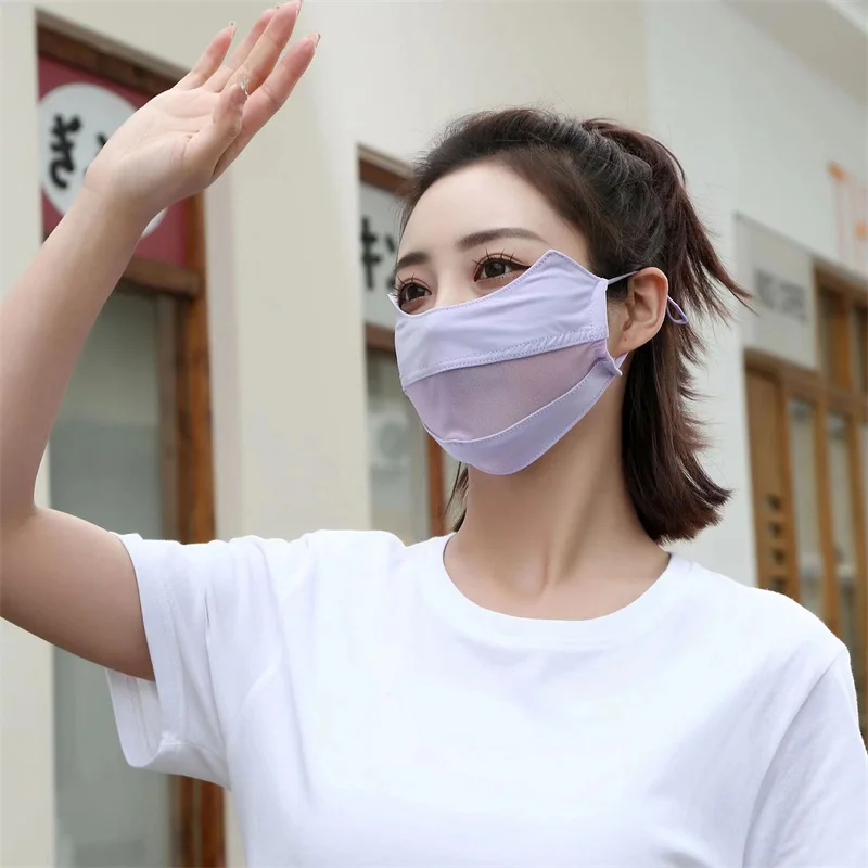 Sunscreen Mask Traceless Women Ice Silk Anti-ultraviolet Summer Fashion Breathable Thin Cover Face Mask