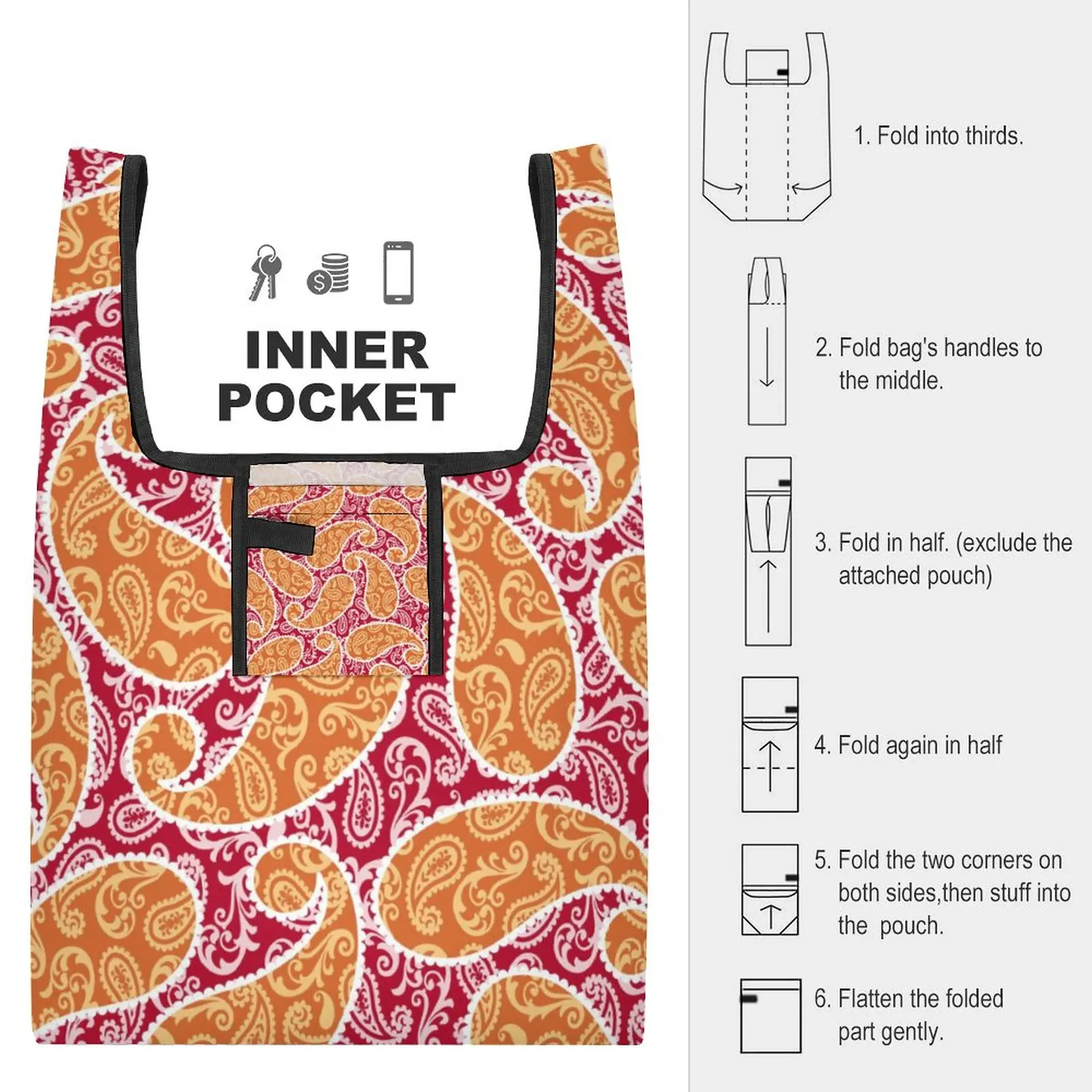 Red Unique Decor Shopping Bag Double Strap Handbag Casual Woman Grocery Bag Tote Bag Asthetic Customized Printed