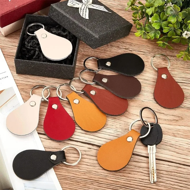 5 Colors Water Drop PU Leather Keychains Penders Simple Classical Car Keychain Accessories Blank Key Chains for Women Wholesale