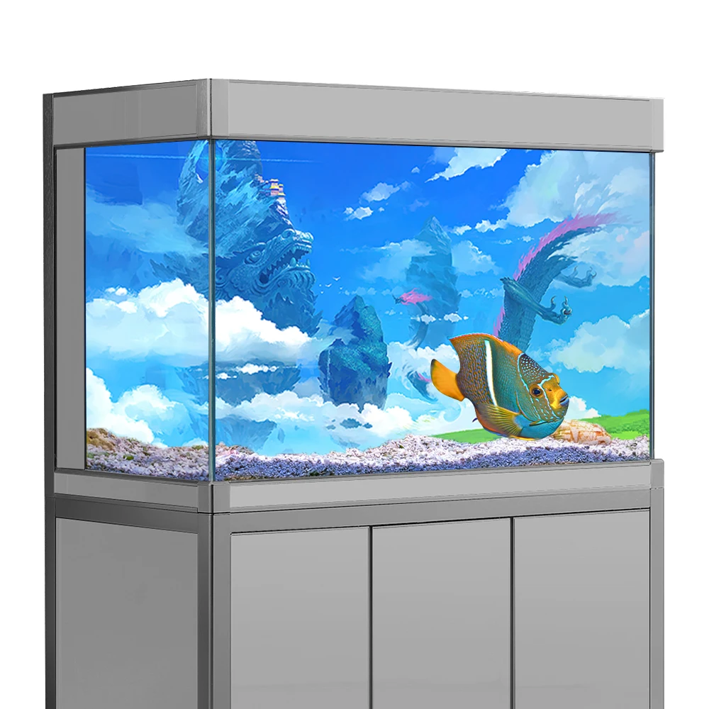 Fish Tank Background Sticker, Dragon Fantasy Sky Clouds HD