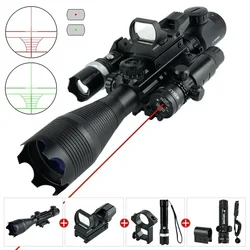 Tactical 4-16X50EG Scopes Adjustable Optic Outdoor Long Range Sight Red/Green Laser Accessory Fits 20mm Rail Mount Riflescope