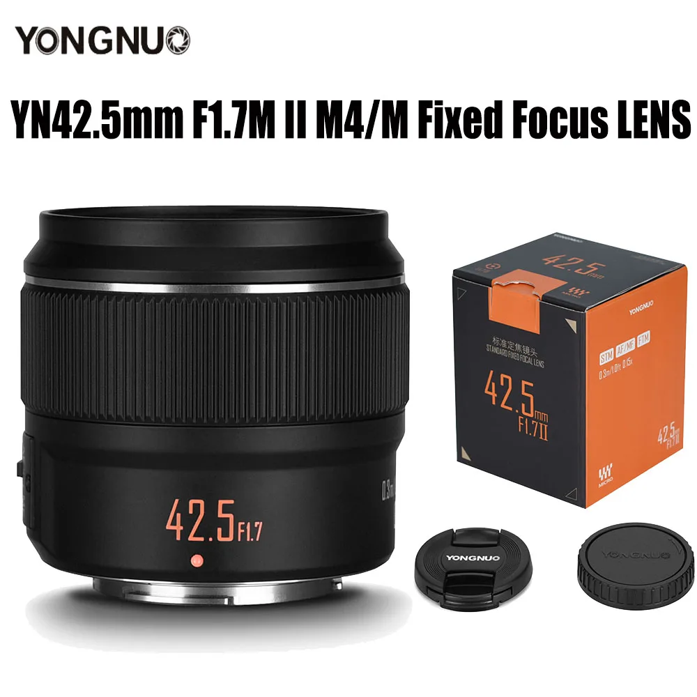 

Объектив YONGNUO Camrea yn42,5 мм F1.7M II с фиксированным фокусом AF для G100 GH5 G95 GF-10/9/8 Olympus E-M5/E-M10 Mark Ⅱ Ⅳ