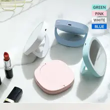

1PC Mini Handheld Luminous Ladies Makeup Mirror With Led Light Candy Color Vanity Mirrors Folding Portable Home Dressing Mirror