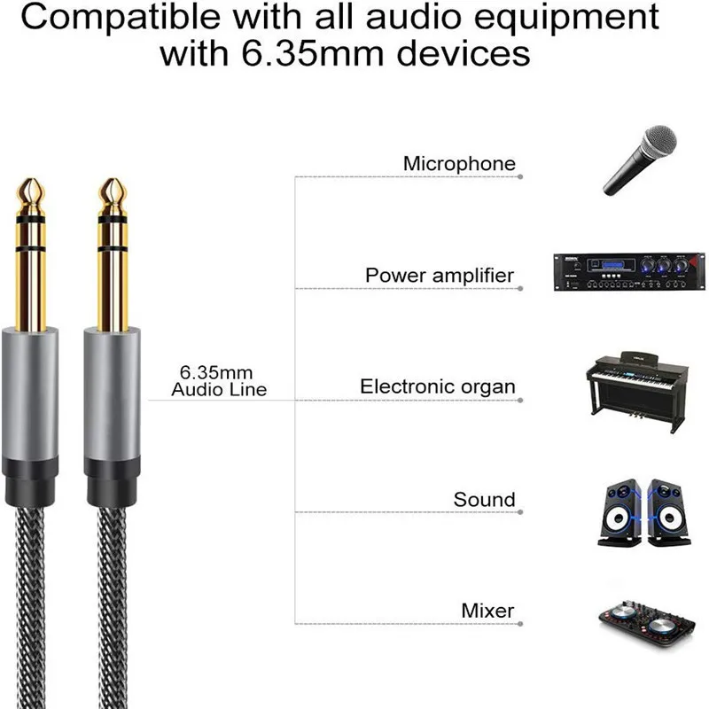 3.5mm   6.35mm  ̺ ׷ Y-ø ڵ TRS ̺ AUX Male 6.35  3.5 Ŀ    6.35mm 