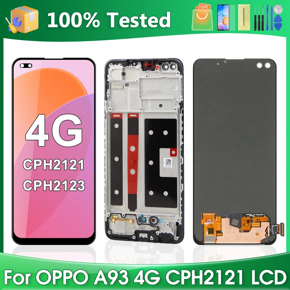 

Оригинальный экран A93 4G для Oppo A93 4G CPH2121, ЖК-дисплей, сенсорный экран, дигитайзер для Reno 4 4G reno 4 lite, запасные части