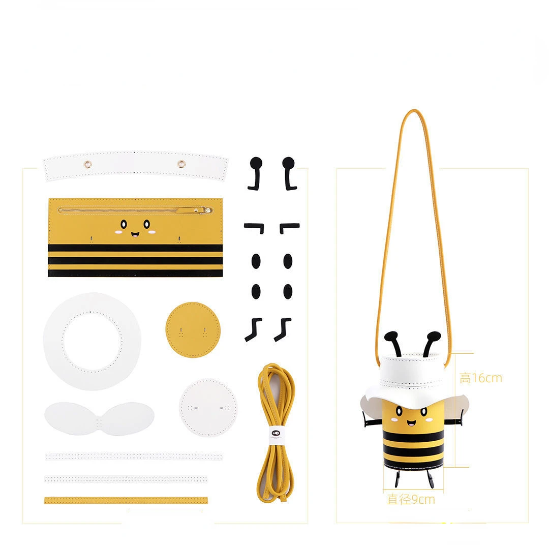 Handwoven DIY Material Bag Little Bee Homemade Bucket Bag Cute One Shoulder Oblique Straddle Gift for High Beauty Girls