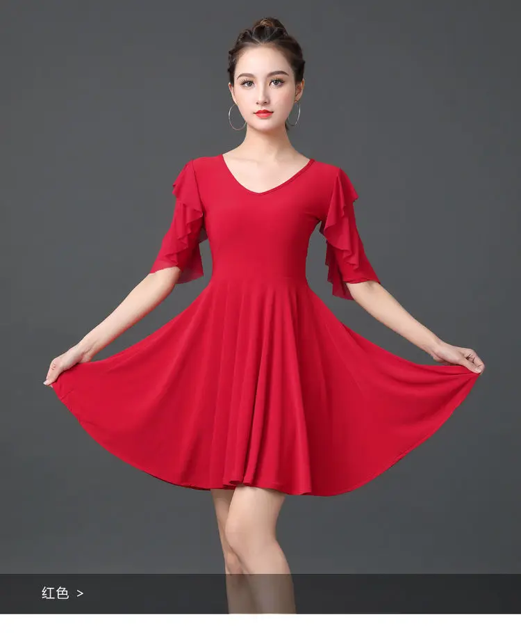 National Standard Dance Dress Latin Dance Social Dance Costume Performance Practice Big Swing Dress Jitba Dance