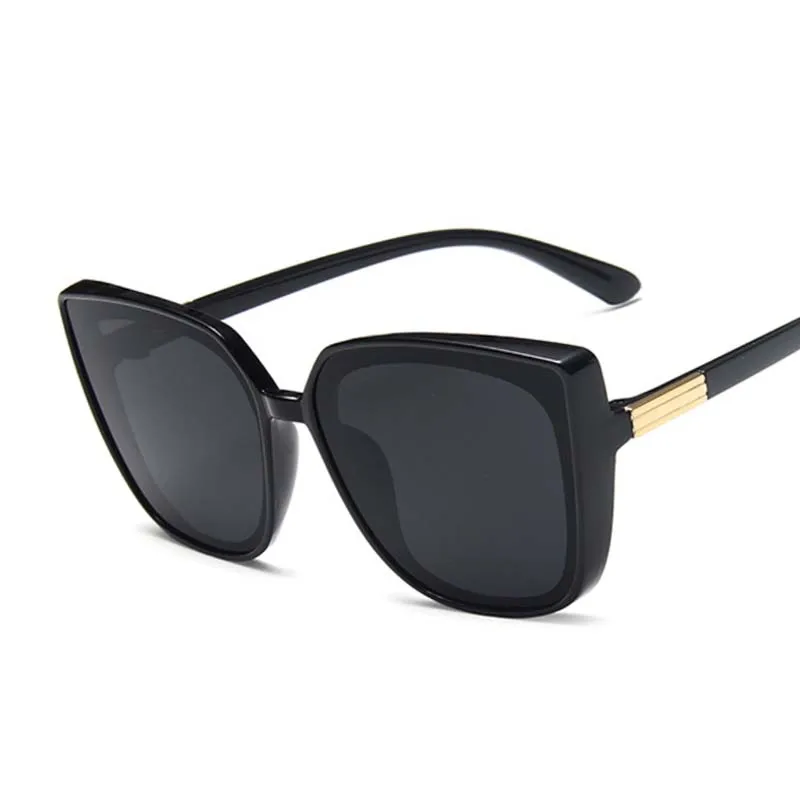 Cat Eye Sunglasses – Vintage Black Mirror Big Frame Shades for Women Safety Accessories Sunglasses