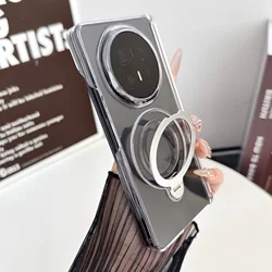 Dual Hinge Magnetic 360° Rotation Stand Cover with Shockproof Bumper Shell for Honor Magic V6 (Transparent)