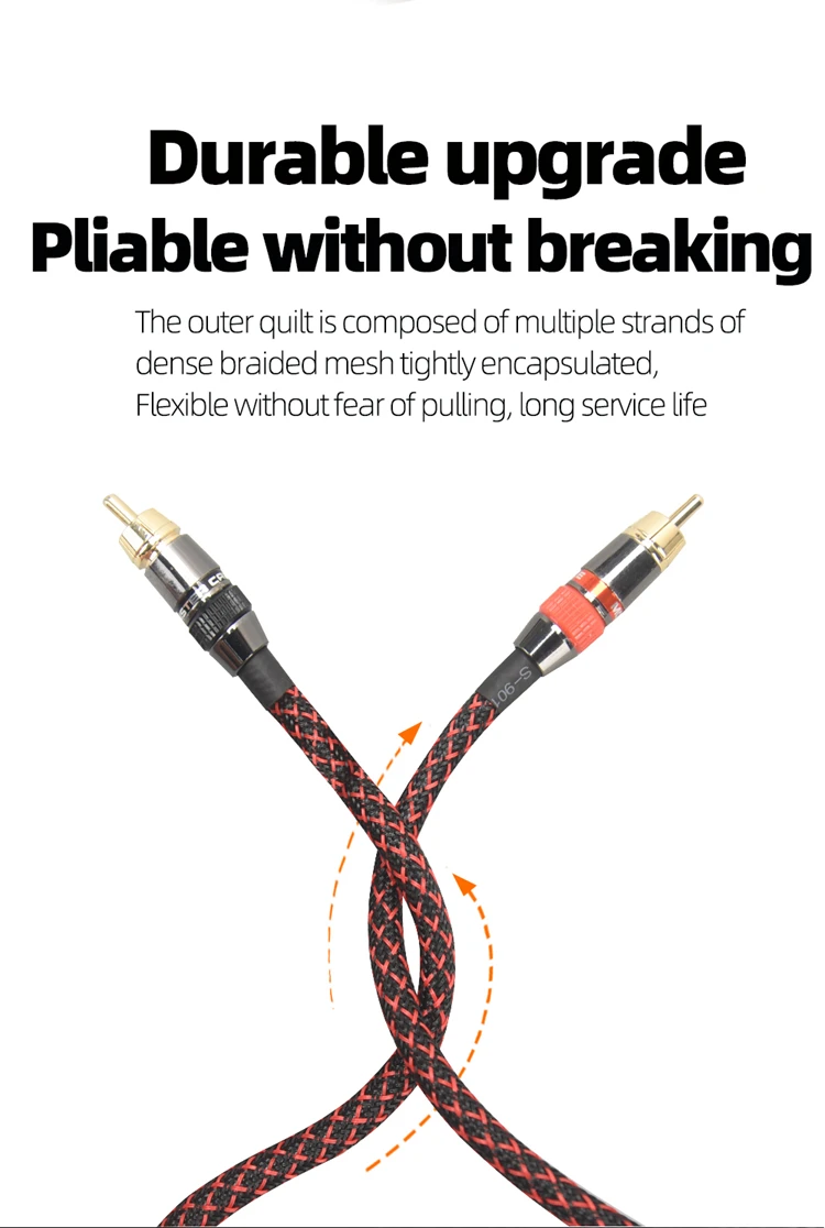 Premium Hi-Fi RCA Audio Cable - High-Quality 4N OFC, Dual Male Connections, Independent Core Shielding