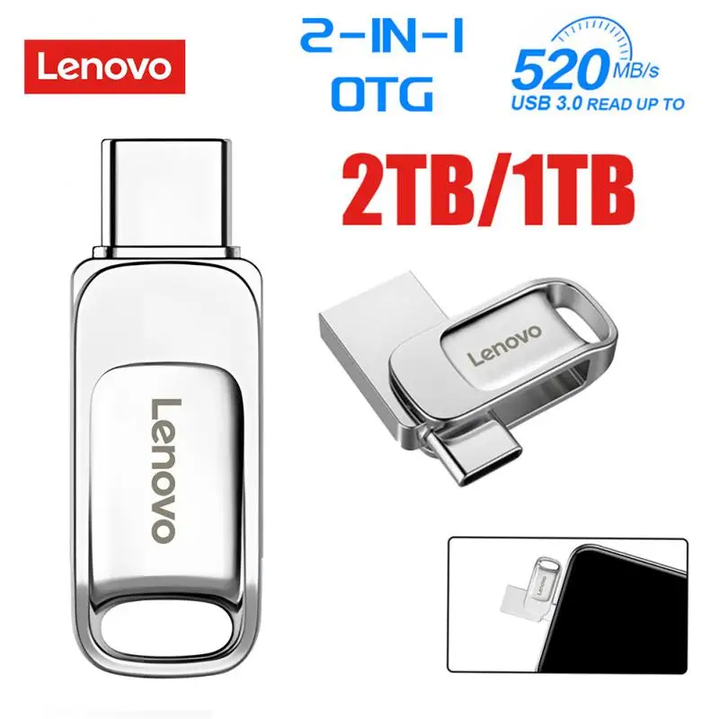 Lenovo Usb 3.0 Pen Drive 2Tb Ad Alta Velocità 520 Mb/S Type-C Otg Usb Flash Drive 128/256/512Gb Di Memoria Usb Per Pc Portatile Spedizione Gratuita
