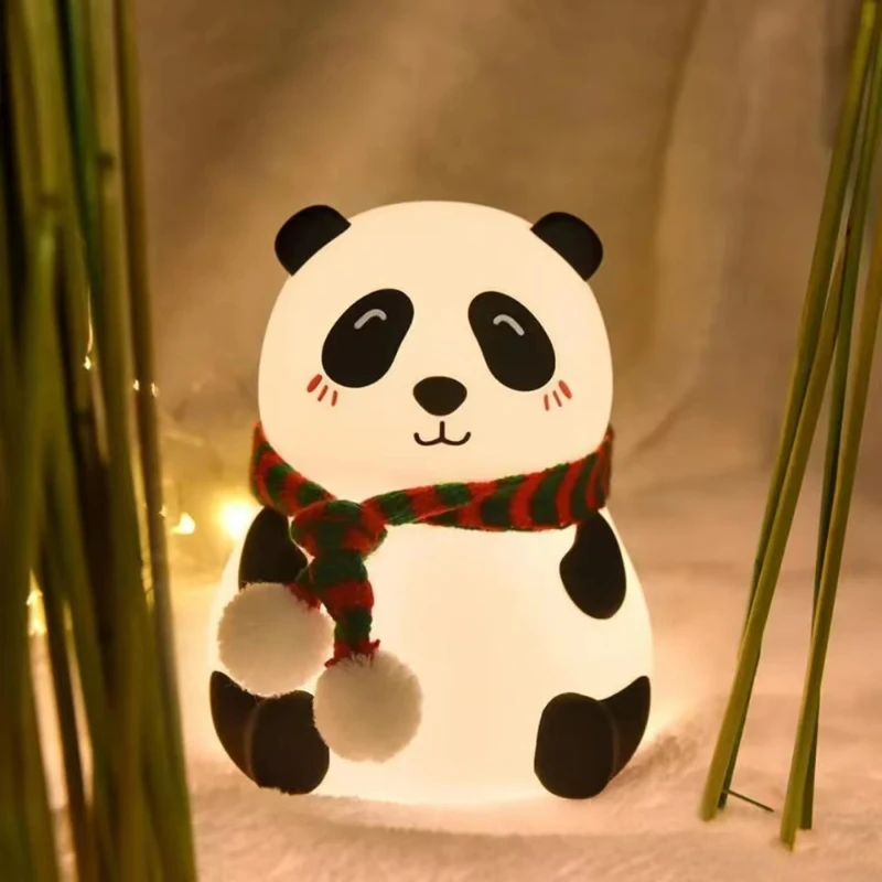 

Cartoon Cute Silicone Panda Night Light Touch Sensor USB Chargeable Light Kids Birthday Holiday Gift Bedside Table Bedroom Decor