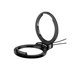 Universal 360° Finger Ring and Lanyard: 2 - in - 1 Mobile Holder & Metal Stand (Black)