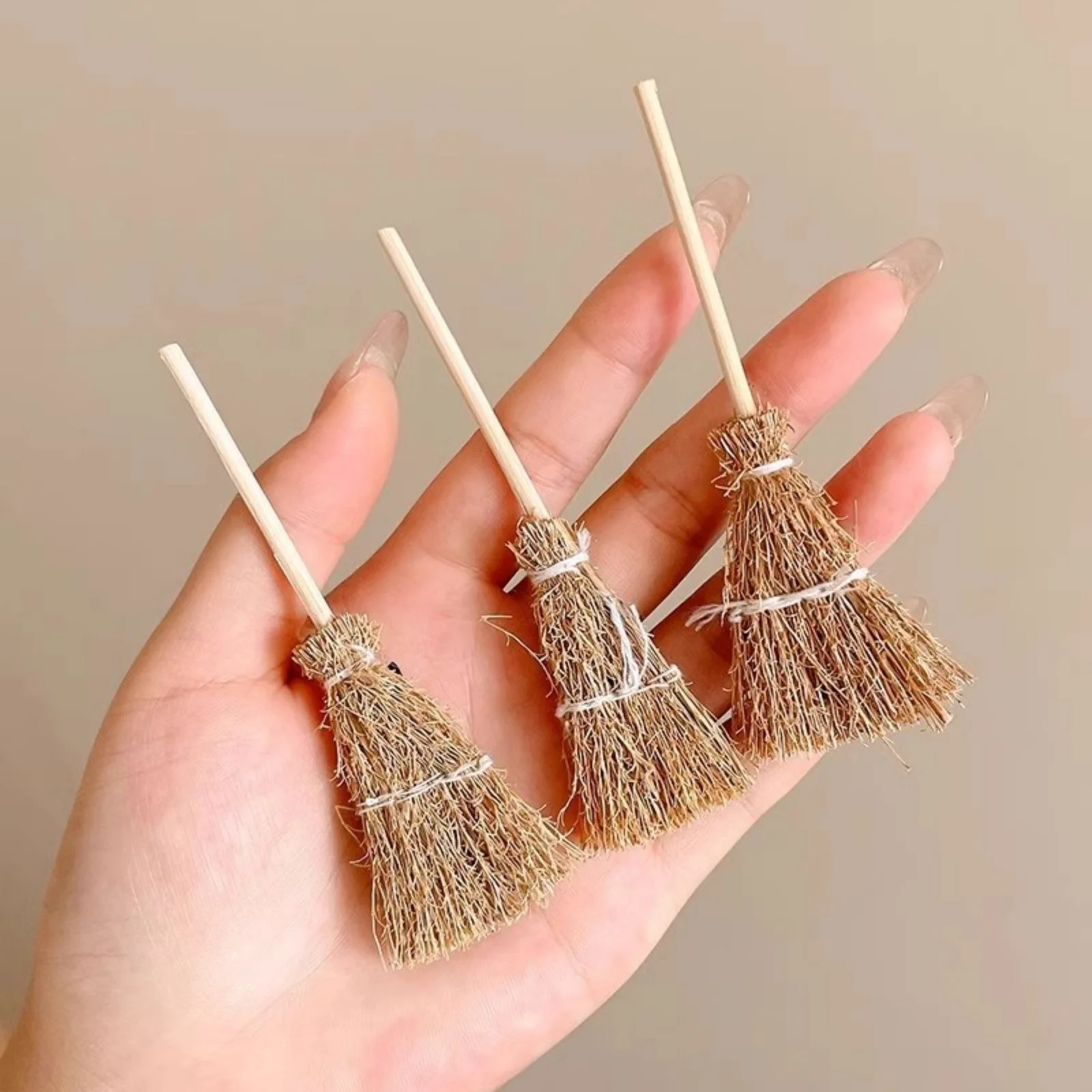 1PC Korean - Style Mini Broom Hair Clip, Cute Handmade Straw Hairpin, Unique Hair Accessory For Women Girls