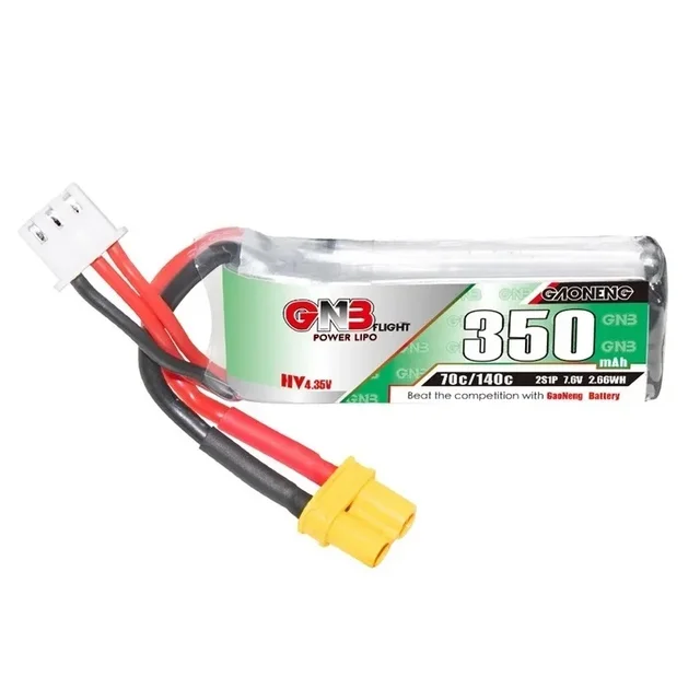 3-10PCS GNB Gaoneng 2S 350mah 7.6V 60C/120C Lipo Battery XT30 or PH2.0 Plug for BETAFPV Beta75X Tiny Whoop Drones Small Car 3