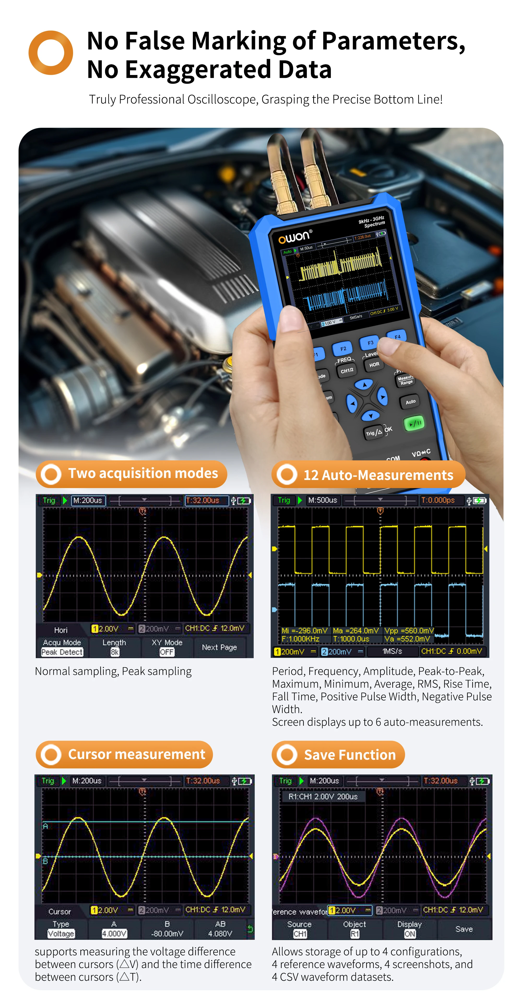 HSA2320 HSA2105 Handheld Spectrum Analyzer, 1.5G/3G Oscilloscope, 50 - 200M Band