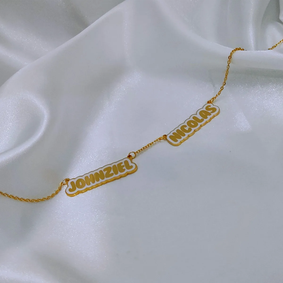 DUOYING Custom Double Name Necklace With Enamel Personalized 2 Name Pendant Choker Necklace Stainless Steel Jewelry For Women