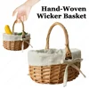 Woven Basket Rattan Storage Basket Flower Girl Hand Basket Handmade Summer Pastoral Style Picnic Basket For Home Wedding Decor 1